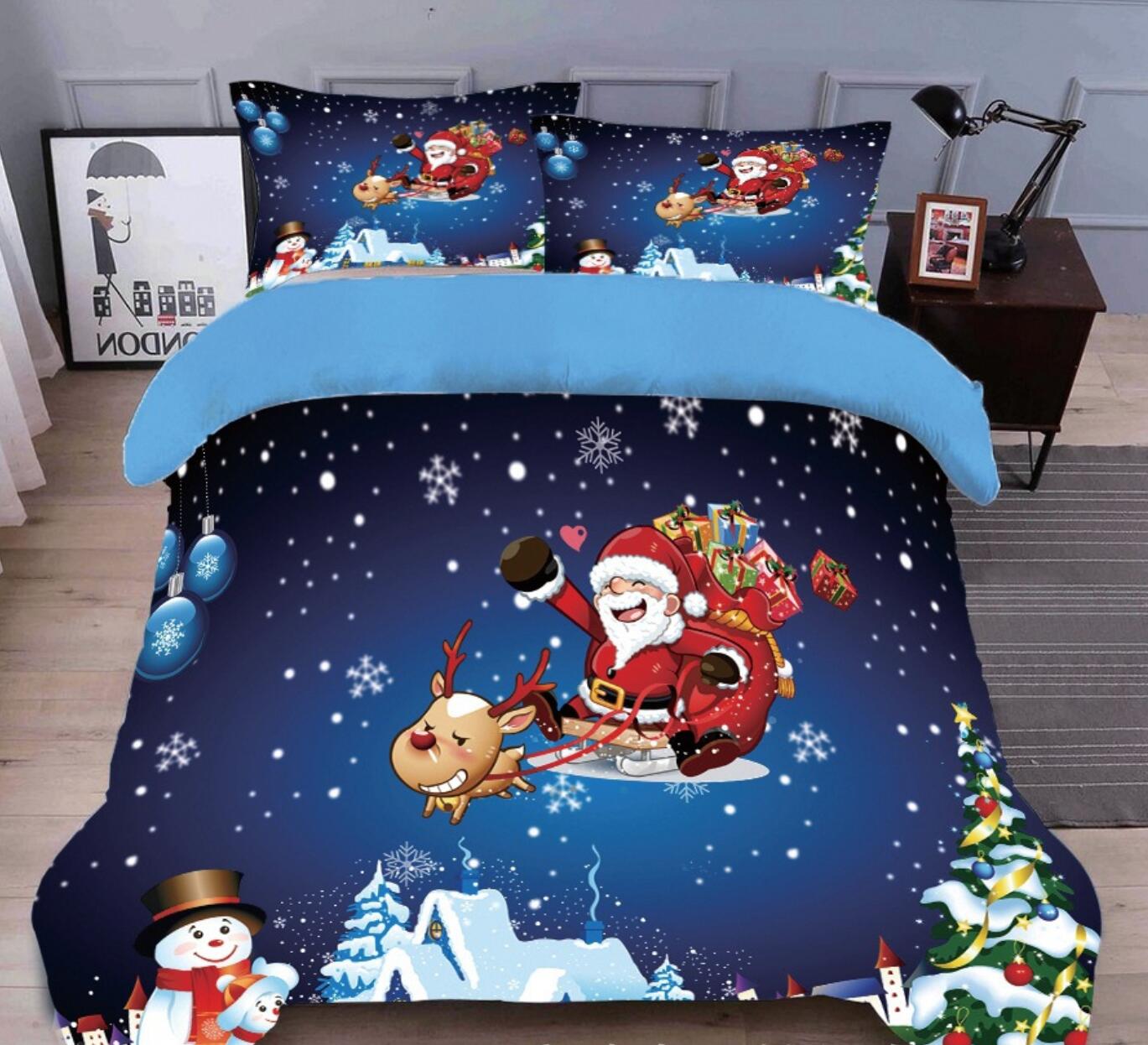 3D Santa Sleigh Deer 32029 Christmas Quilt Duvet Cover Xmas Bed Pillowcases