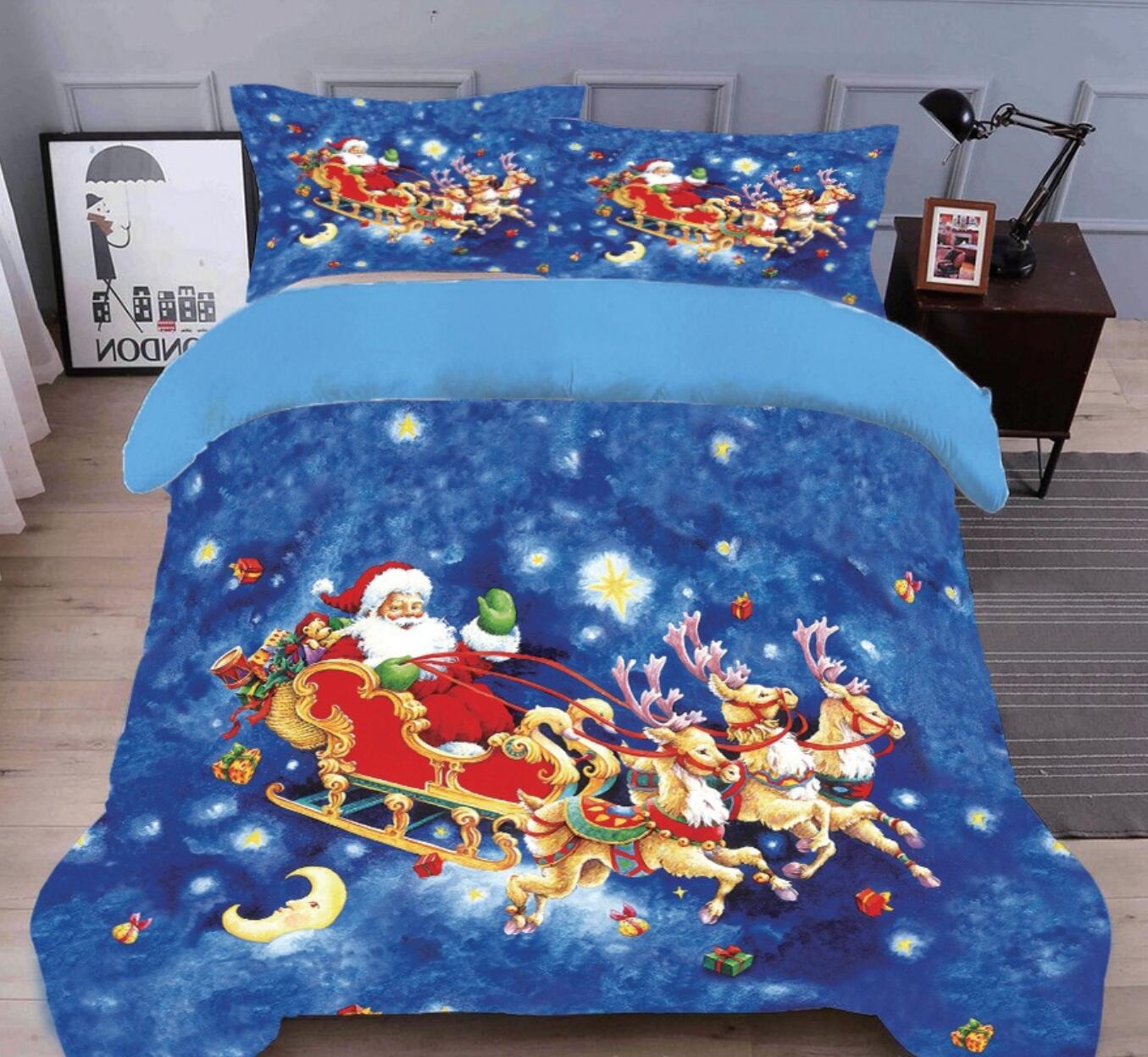 3D Santa Sleigh Deer 32031 Christmas Quilt Duvet Cover Xmas Bed Pillowcases