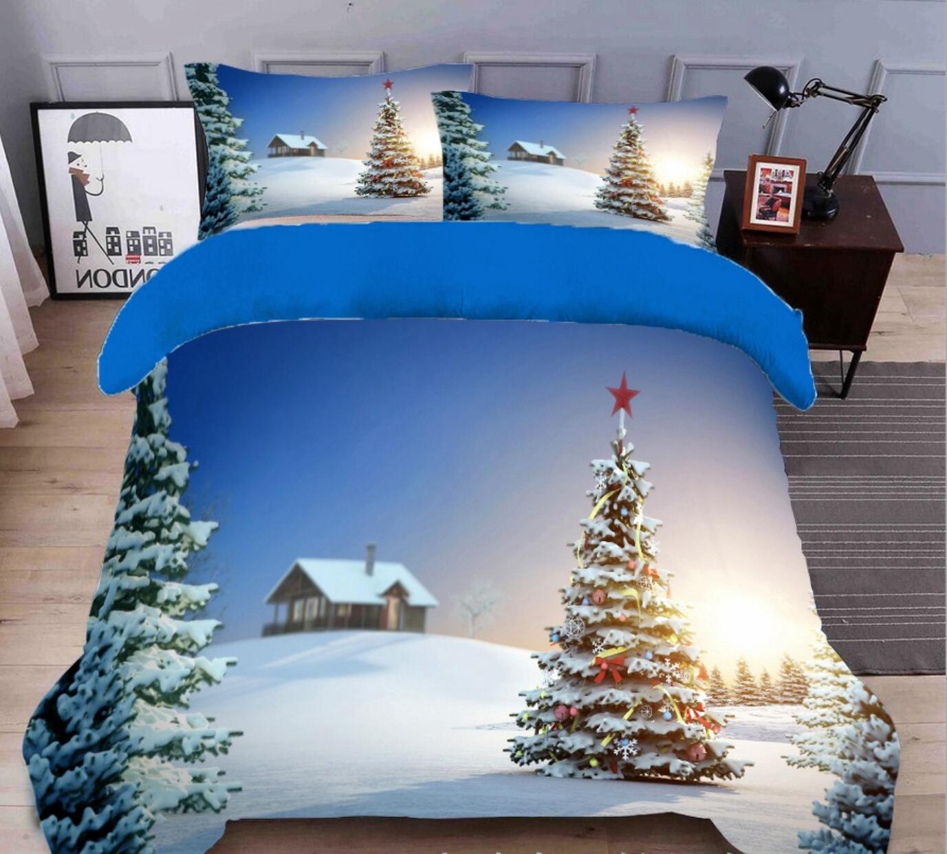 3D Snow Tree House 32043 Christmas Quilt Duvet Cover Xmas Bed Pillowcases