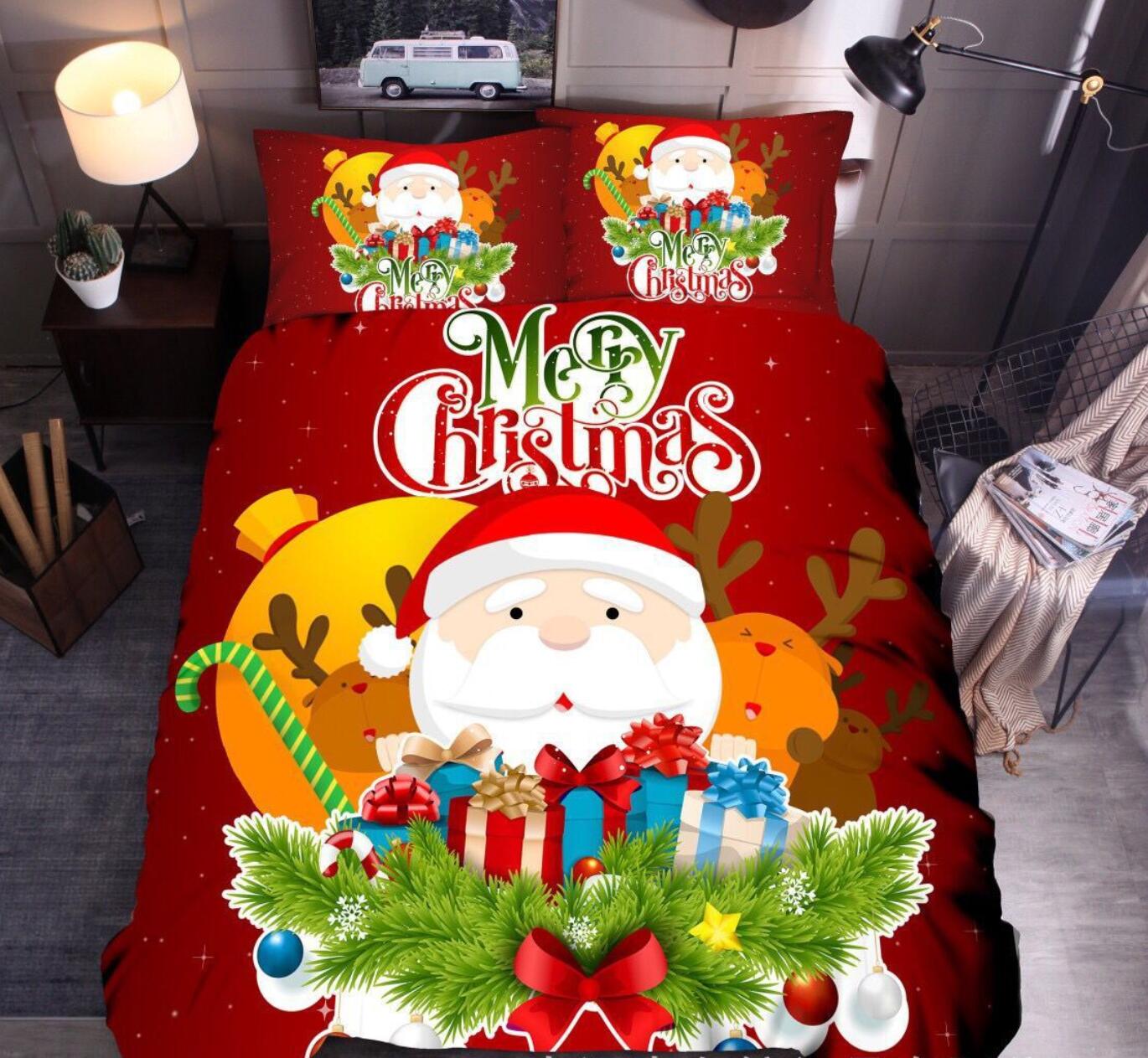 3D Gift Santa 32065 Christmas Quilt Duvet Cover Xmas Bed Pillowcases