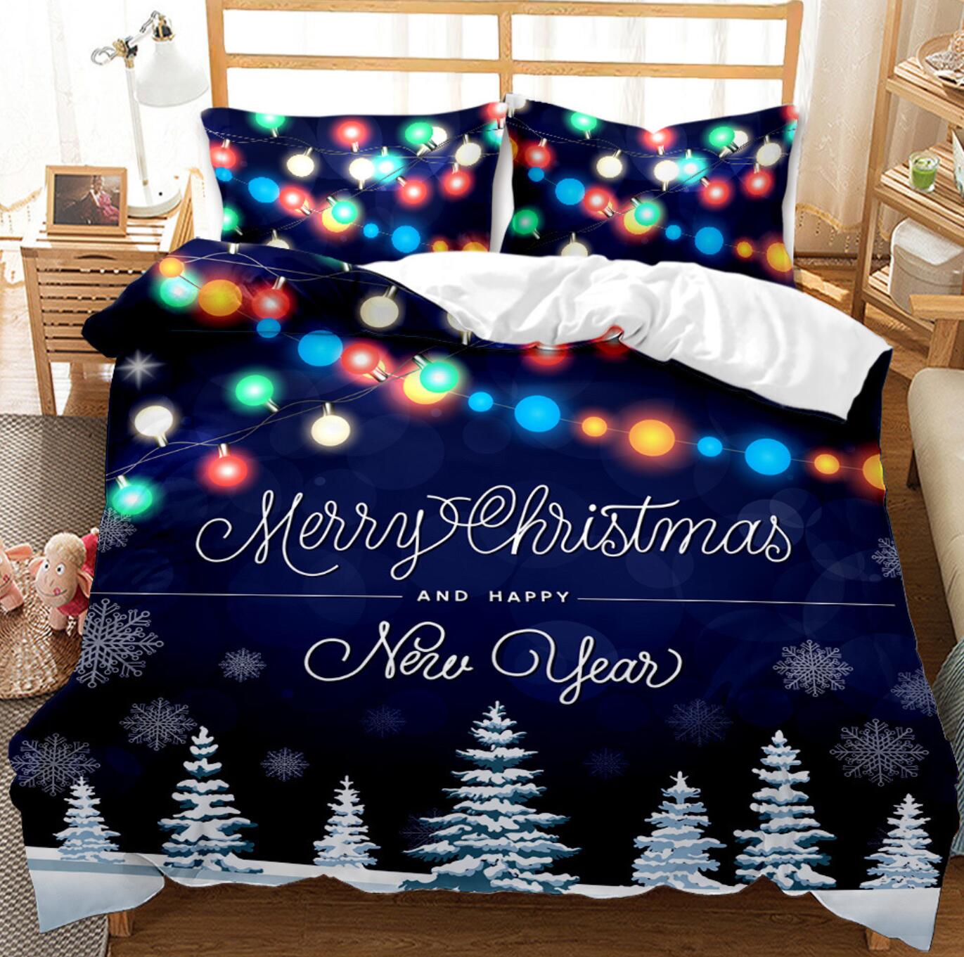 3D Tree Colored Lights 32085 Christmas Quilt Duvet Cover Xmas Bed Pillowcases