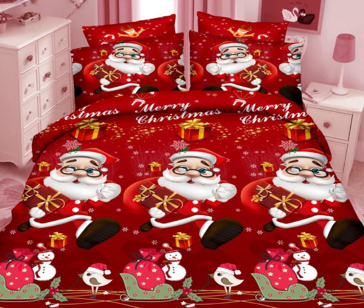 3D Santa Pattern 32095 Christmas Quilt Duvet Cover Xmas Bed Pillowcases