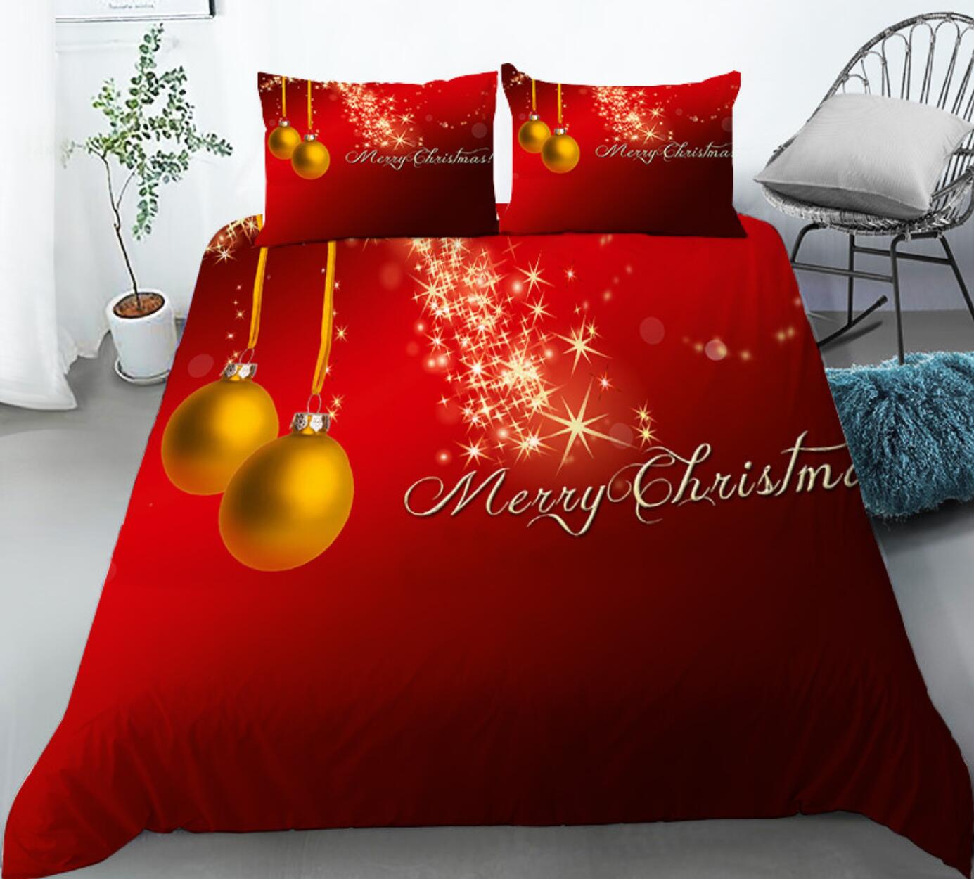 3D Golden Ball 32101 Christmas Quilt Duvet Cover Xmas Bed Pillowcases
