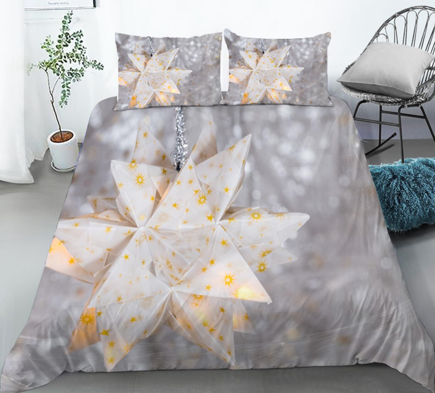 3D Star Shape Pendant 32104 Christmas Quilt Duvet Cover Xmas Bed Pillowcases