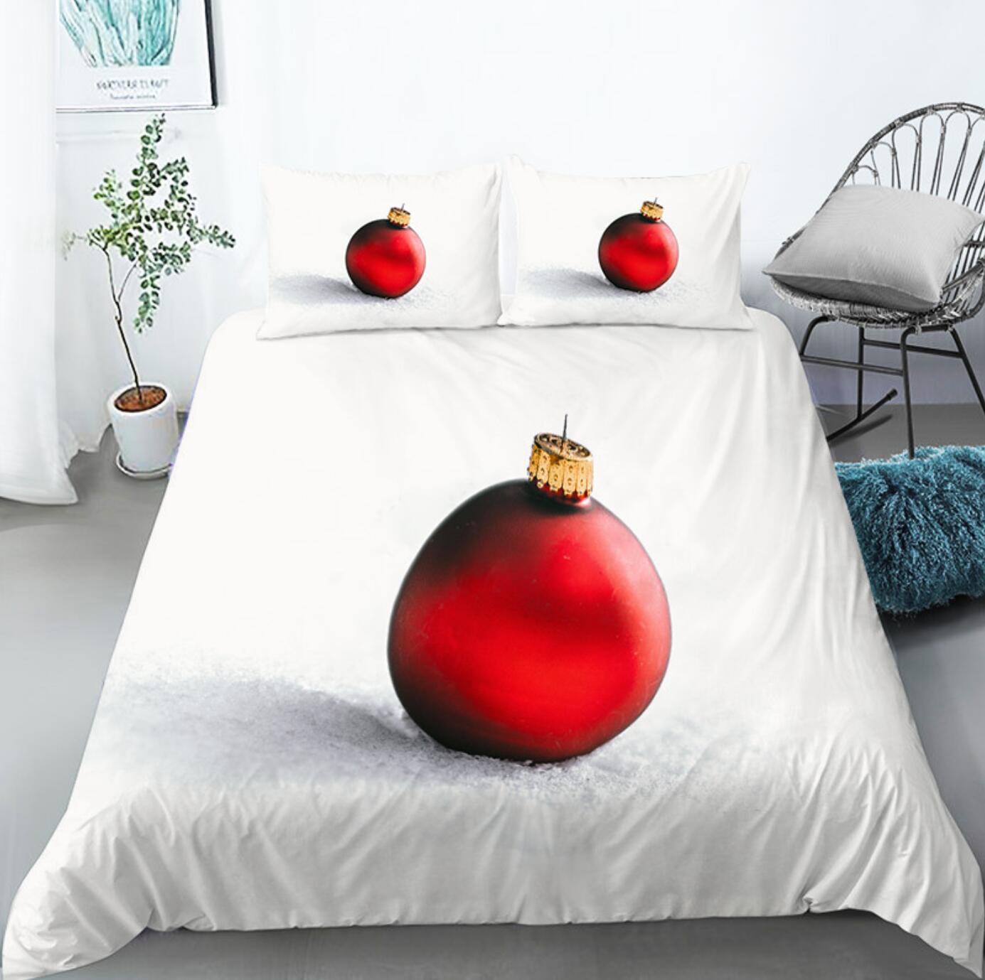 3D Red Ball 32112 Christmas Quilt Duvet Cover Xmas Bed Pillowcases