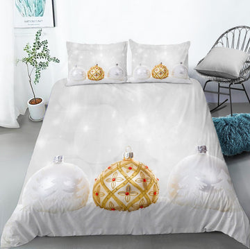 3D White Golden Ball 32115 Christmas Quilt Duvet Cover Xmas Bed Pillowcases