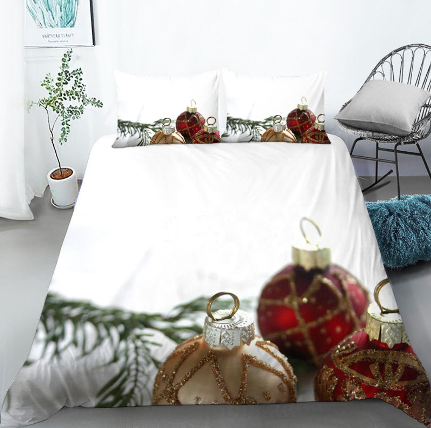 3D Ball Pendant 32121 Christmas Quilt Duvet Cover Xmas Bed Pillowcases