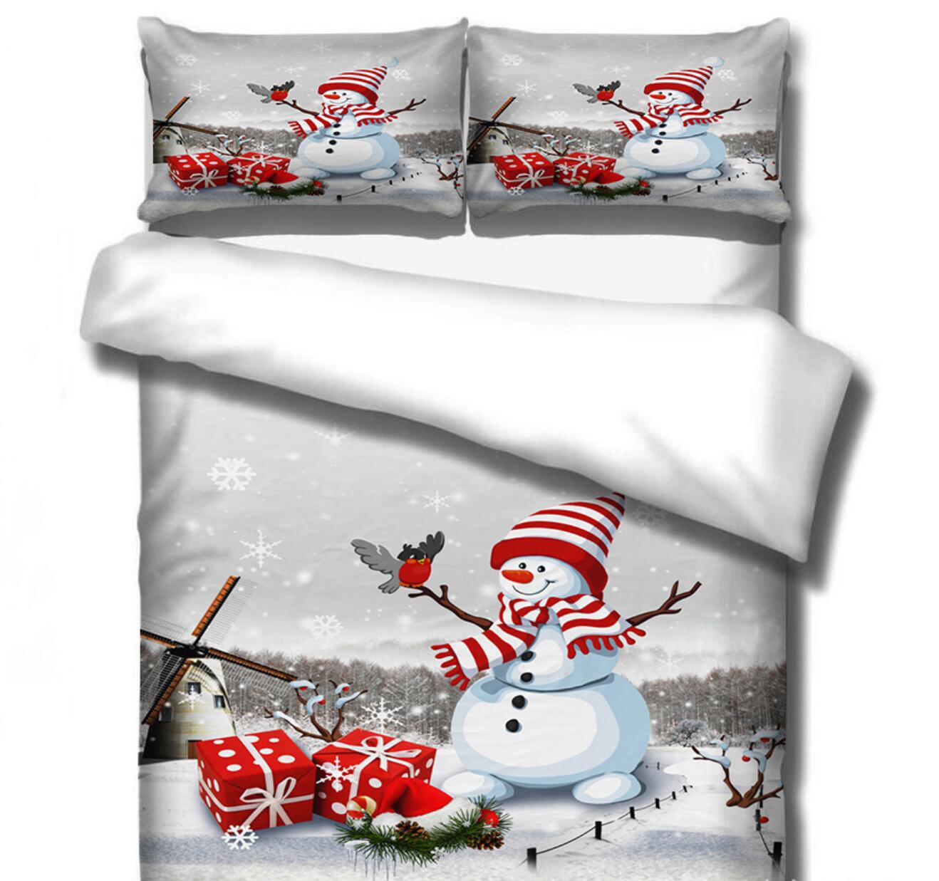 3D Snowman 32132 Christmas Quilt Duvet Cover Xmas Bed Pillowcases