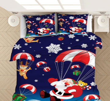 3D Santa Parachute 32137 Christmas Quilt Duvet Cover Xmas Bed Pillowcases