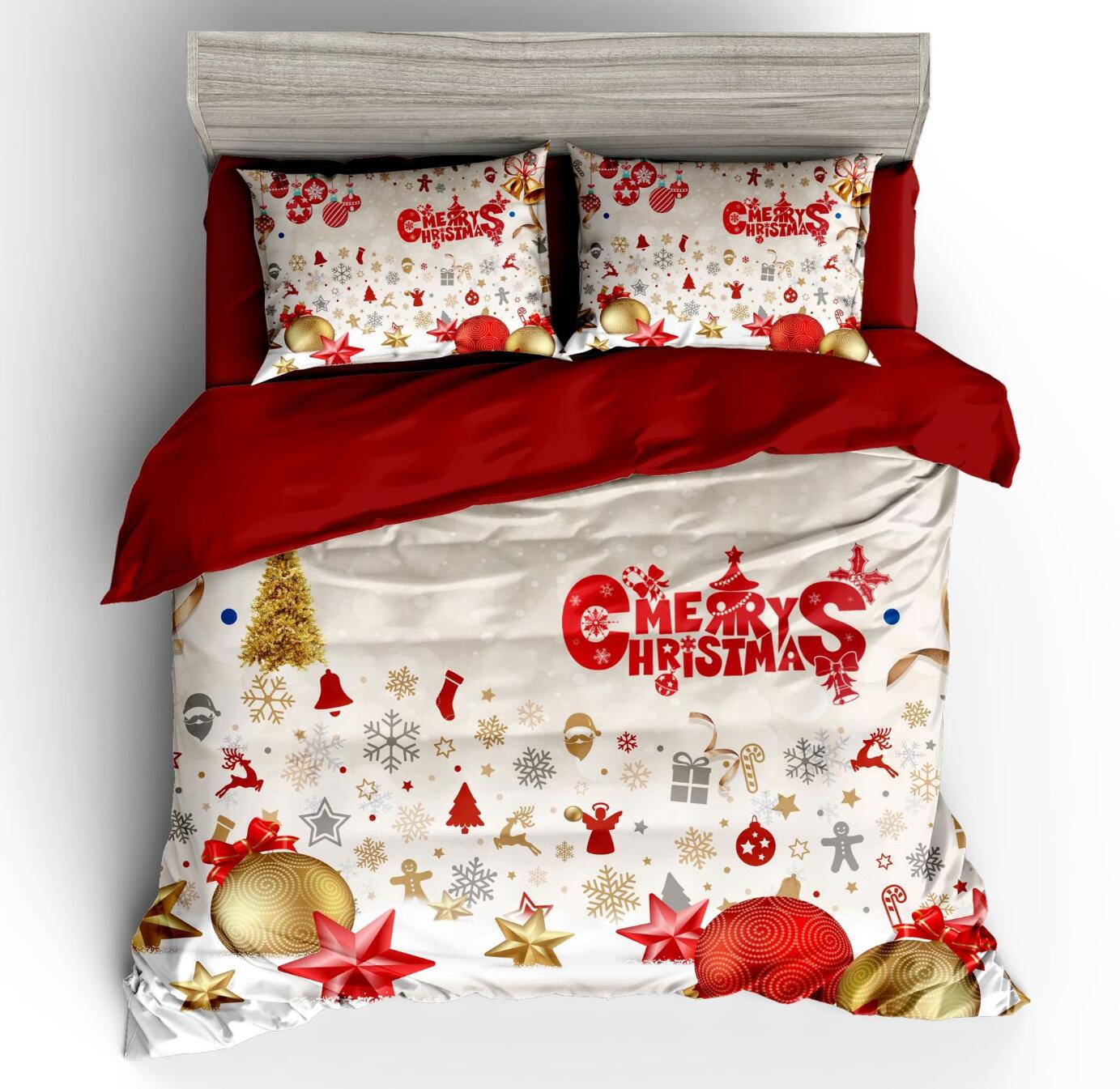 3D Red Golden Ball Tree 32147 Christmas Quilt Duvet Cover Xmas Bed Pillowcases