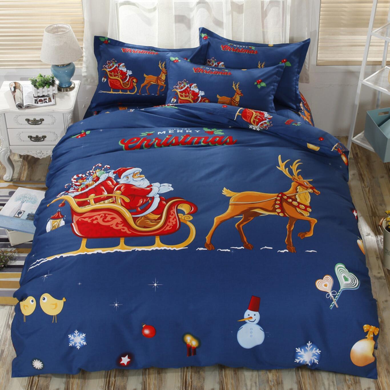 3D Santa Sleigh Deer 32162 Christmas Quilt Duvet Cover Xmas Bed Pillowcases