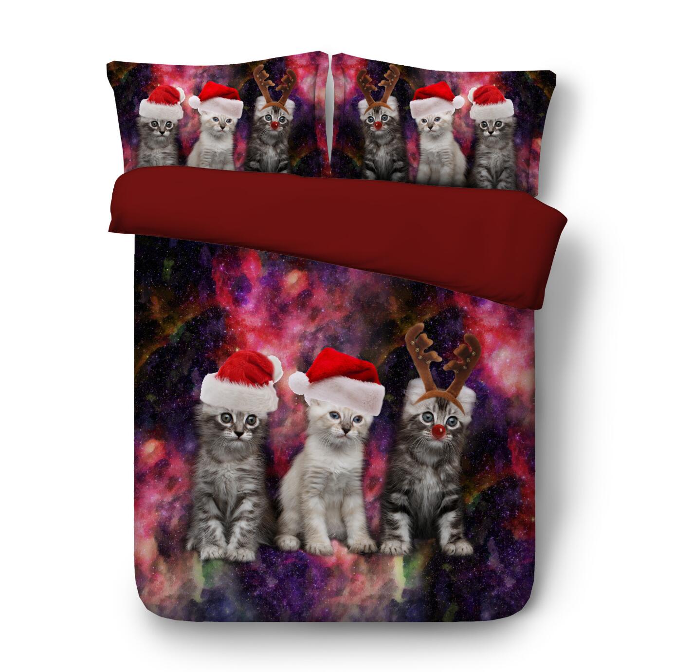3D Christmas Cat 32168 Christmas Quilt Duvet Cover Xmas Bed Pillowcases