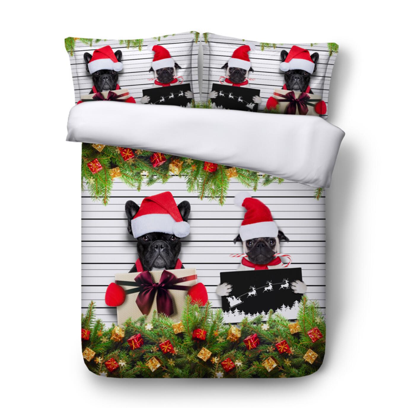 3D Christmas Dog 32172 Christmas Quilt Duvet Cover Xmas Bed Pillowcases