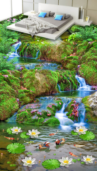 3D Lotus Flower 088 Floor Mural Wallpaper AJ Wallpaper 2 