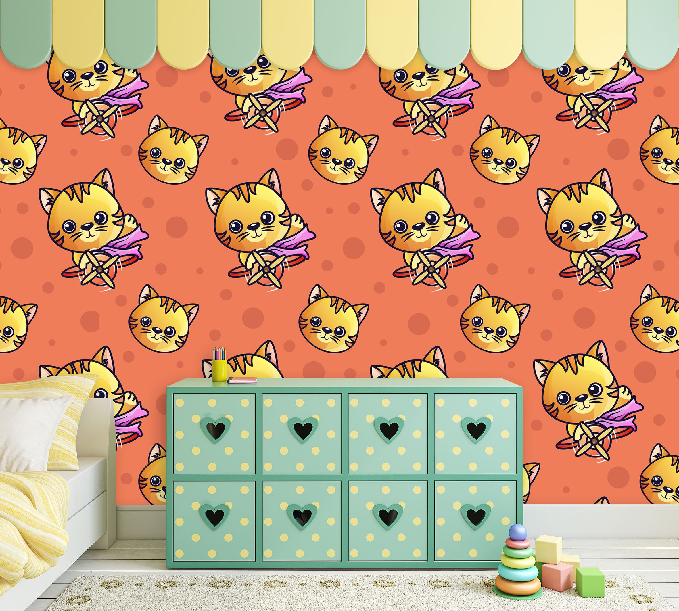 3D Yellow Cat Pattern 57059 Wall Murals