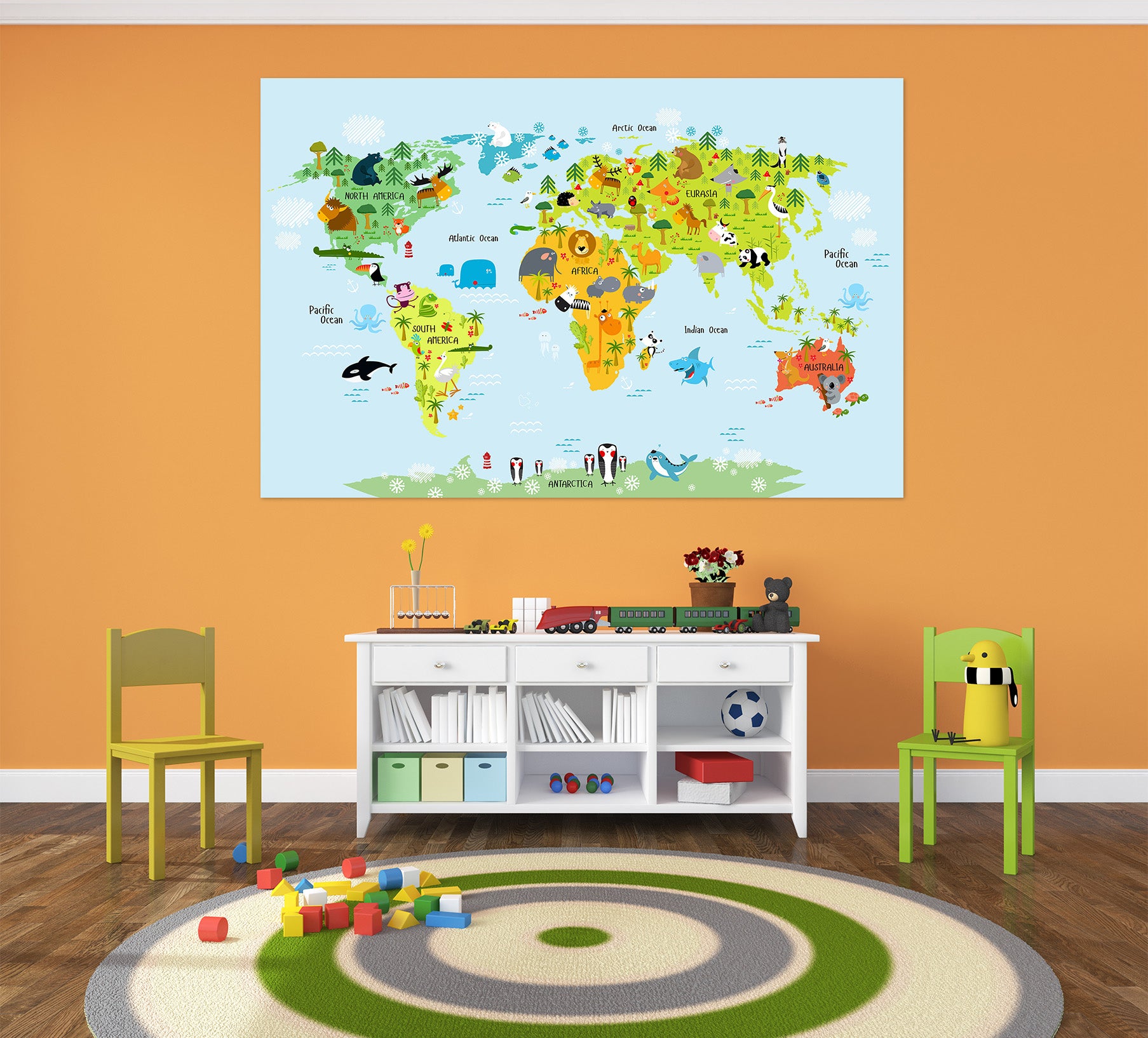 3D Island Forest 211 World Map Wall Sticker