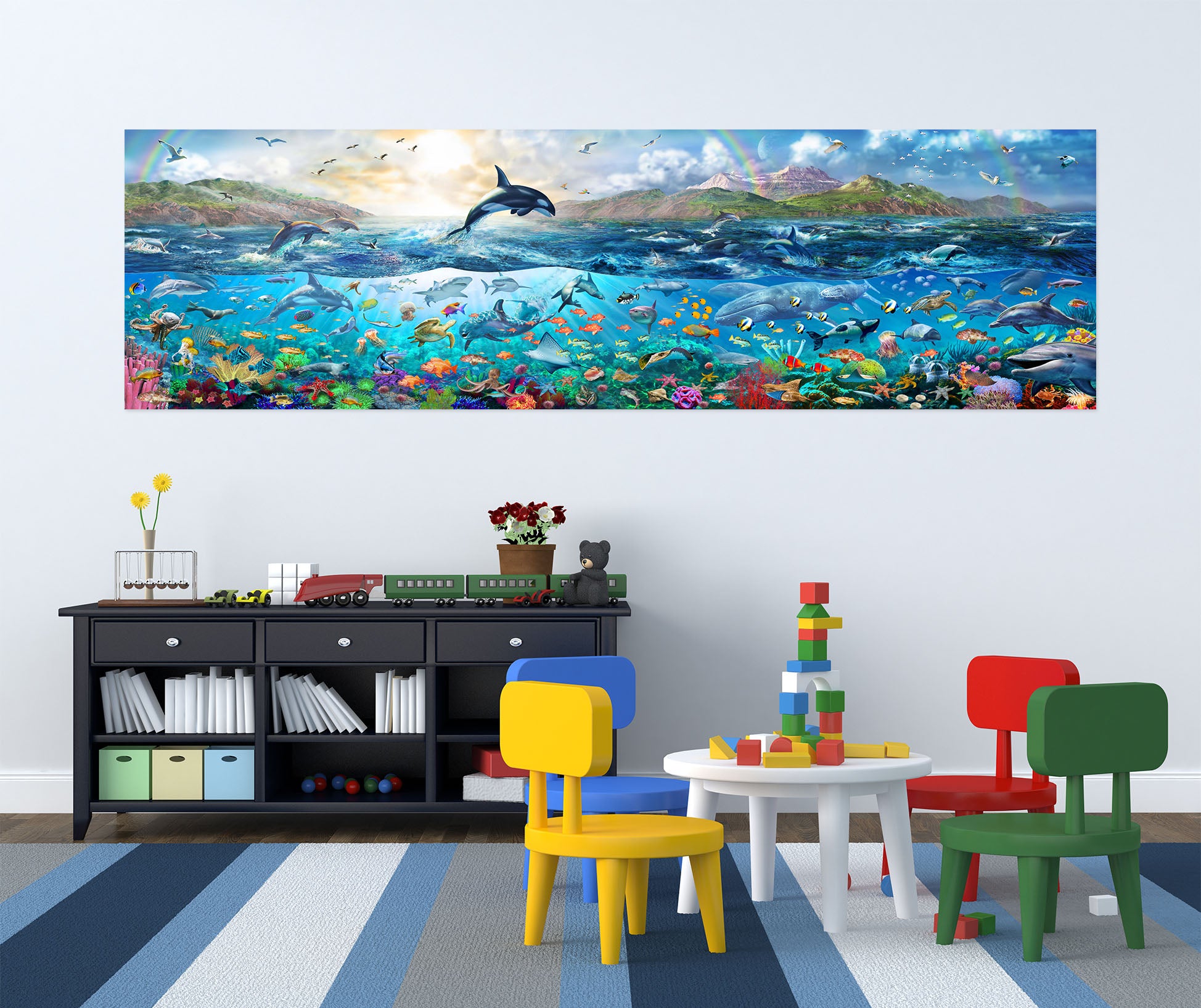 3D Dolphin Jumping 011 Adrian Chesterman Wall Sticker