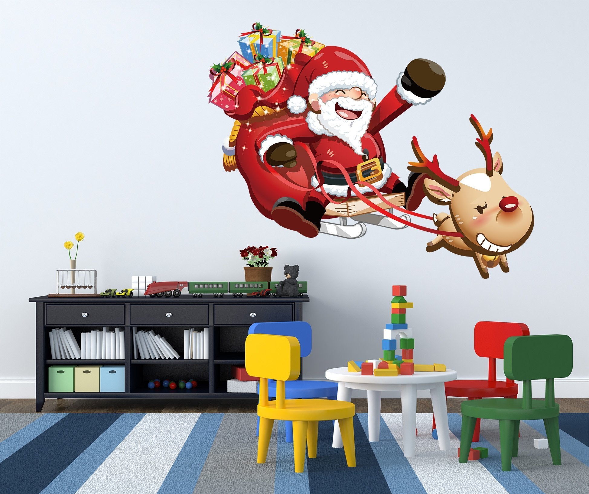 3D Sleigh Gift Deer 38 Wall Stickers Wallpaper AJ Wallpaper 
