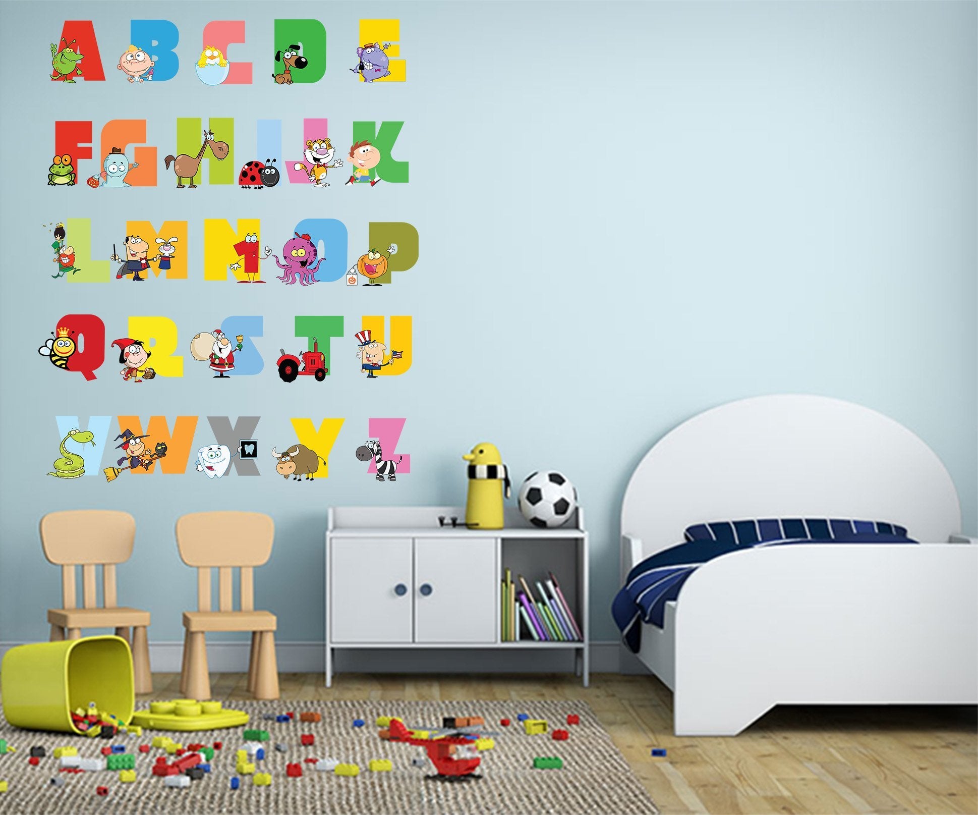 3D Cartoon Alphabet 52 Wall Stickers Wallpaper AJ Wallpaper 