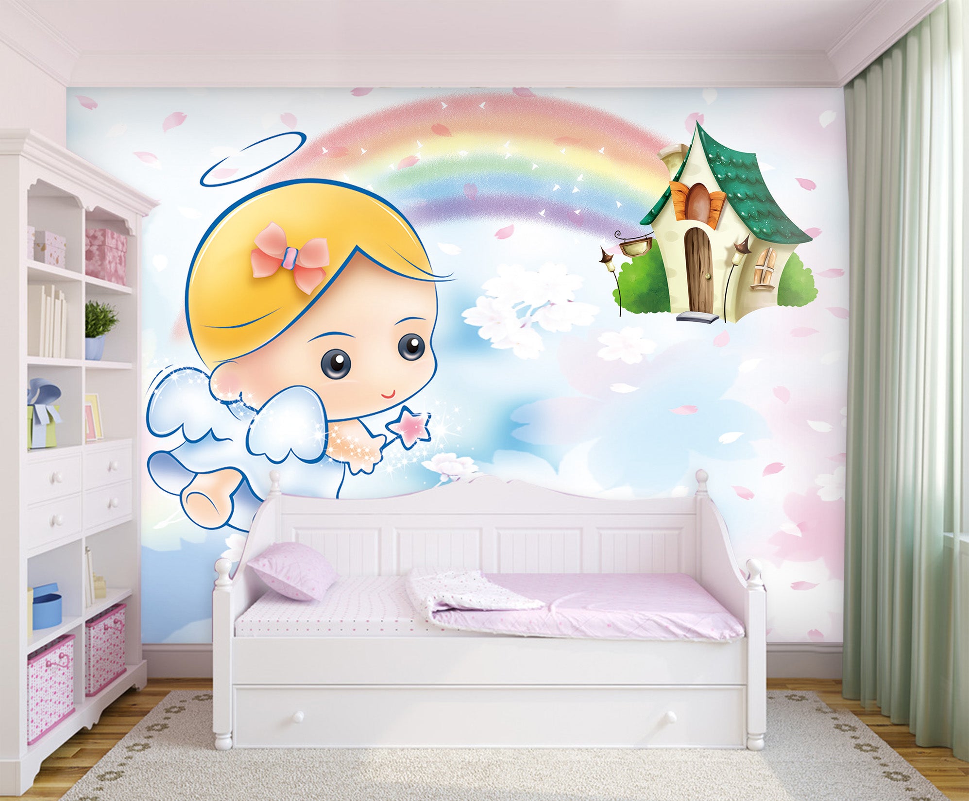 3D Cartoon Rainbow Sky 009 Wall Murals