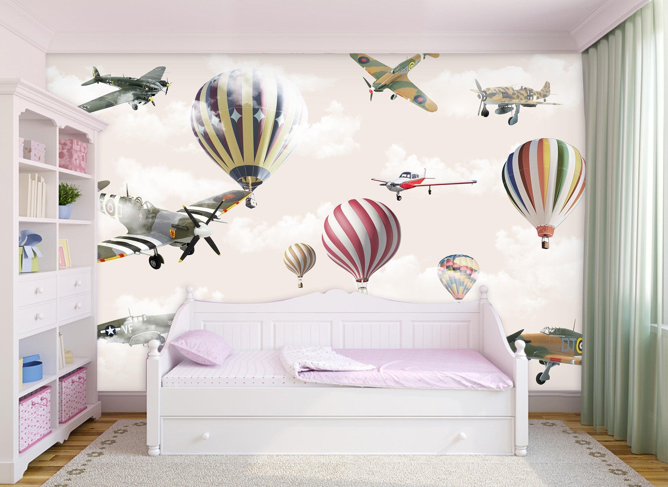 3D Helicopter Hot Air Balloon 024 Wall Murals Wallpaper AJ Wallpaper 2 