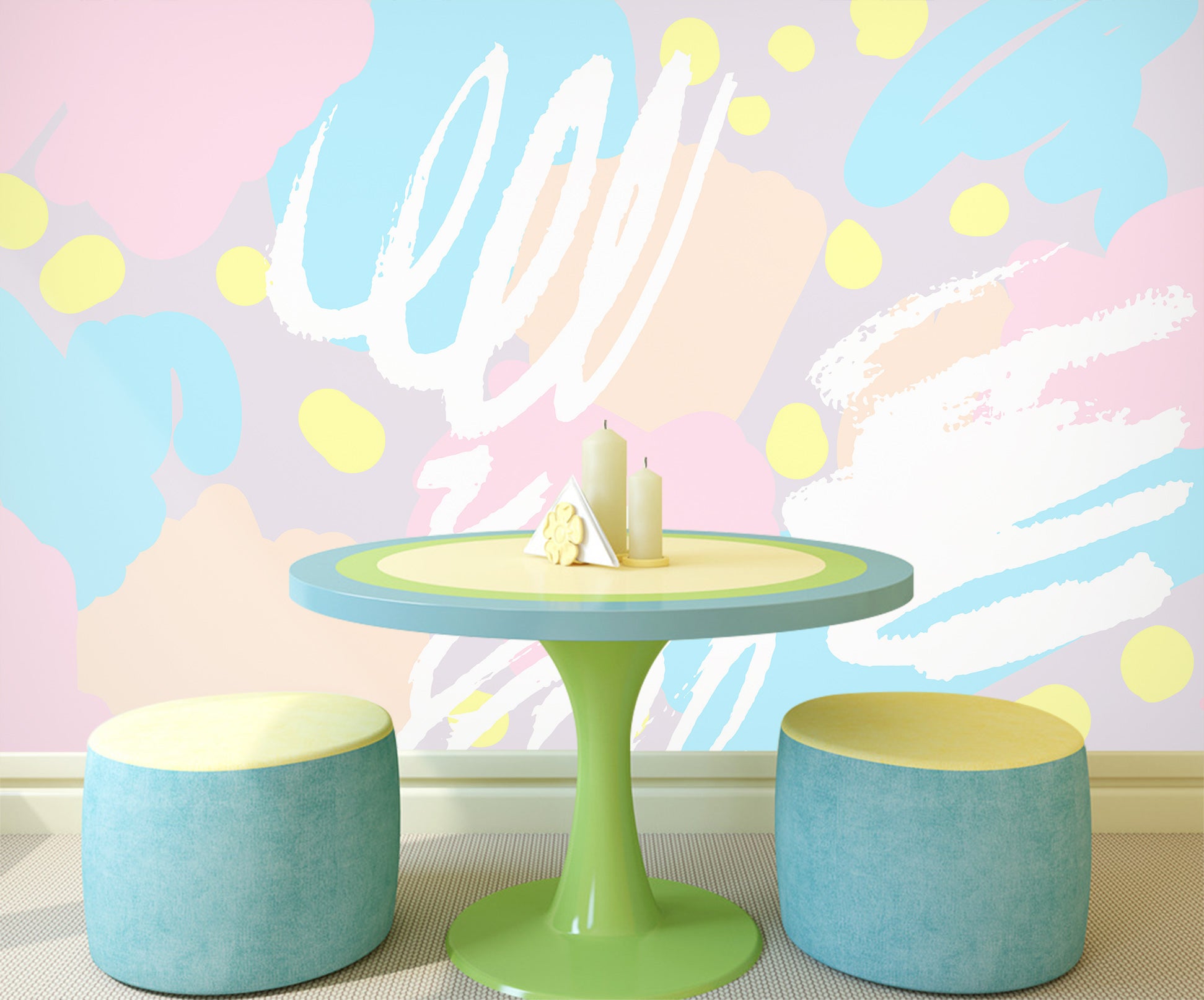 3D Light Pink Light Blue 57216 Wall Murals