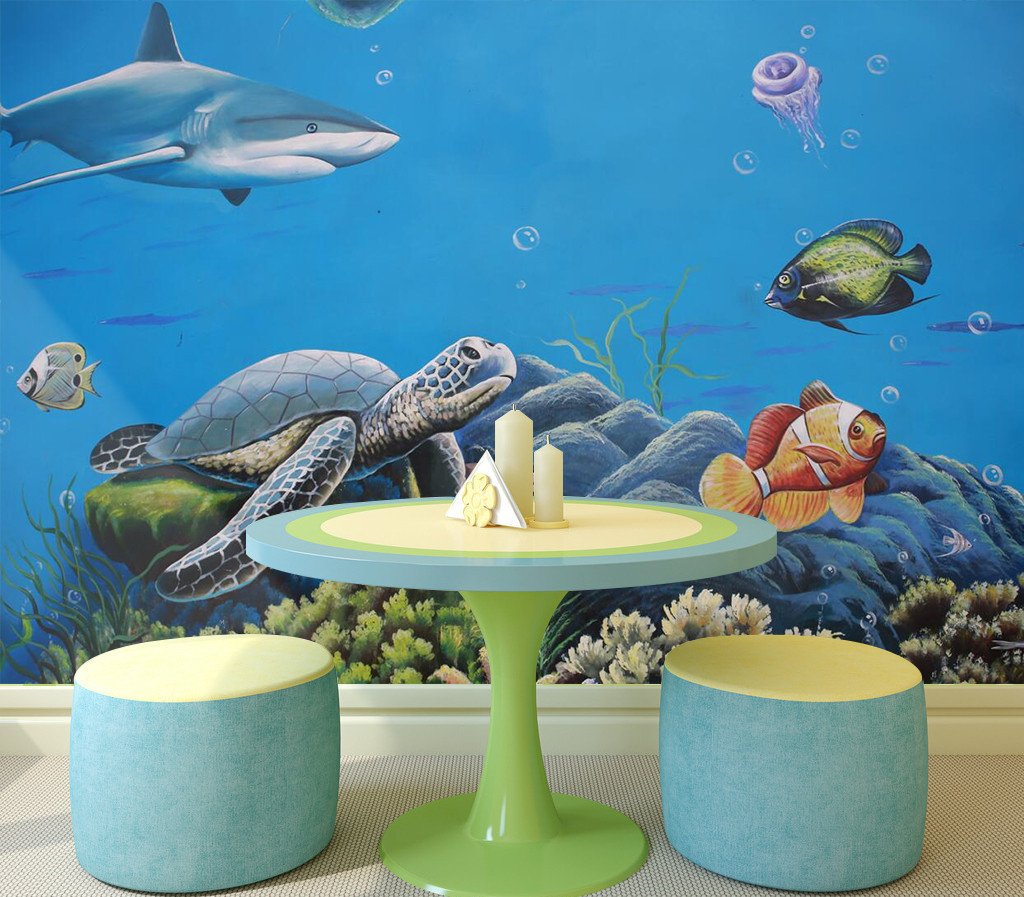 3D Seabed Turtle Fish 92 Wallpaper AJ Wallpaper 