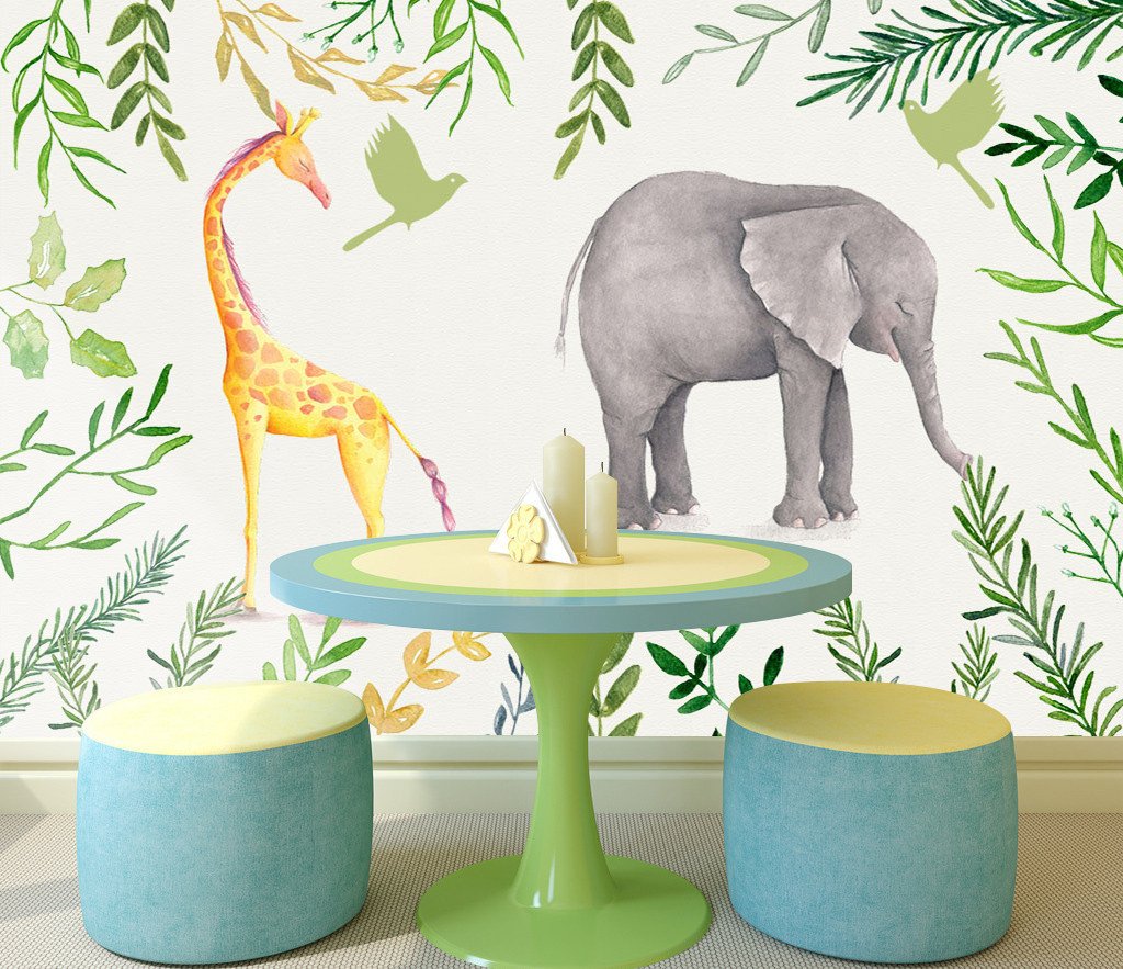 3D Giraffe Elephant 658 Wallpaper AJ Wallpaper 