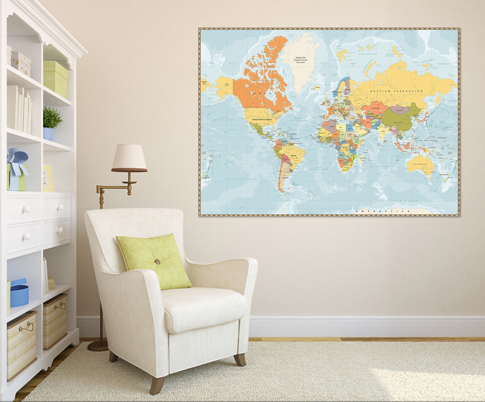 3D Painted Pattern 241 World Map Wall Sticker