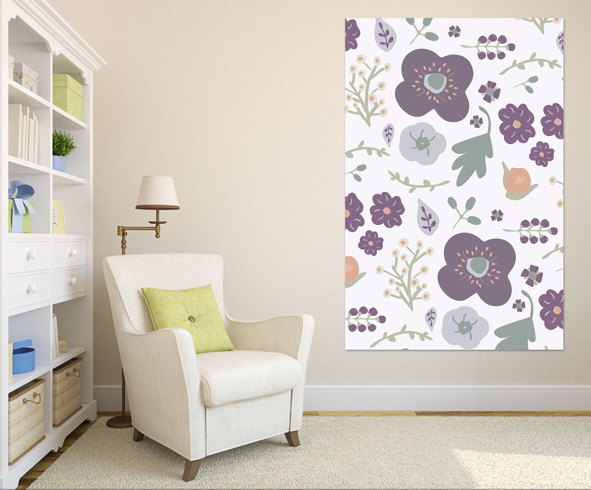 3D Colored Flowers 008 Jillian Helvey Wall Sticker