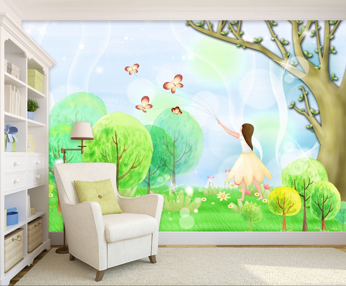 3D Spring Dainty Forest Girl 429 Wallpaper AJ Wallpaper 