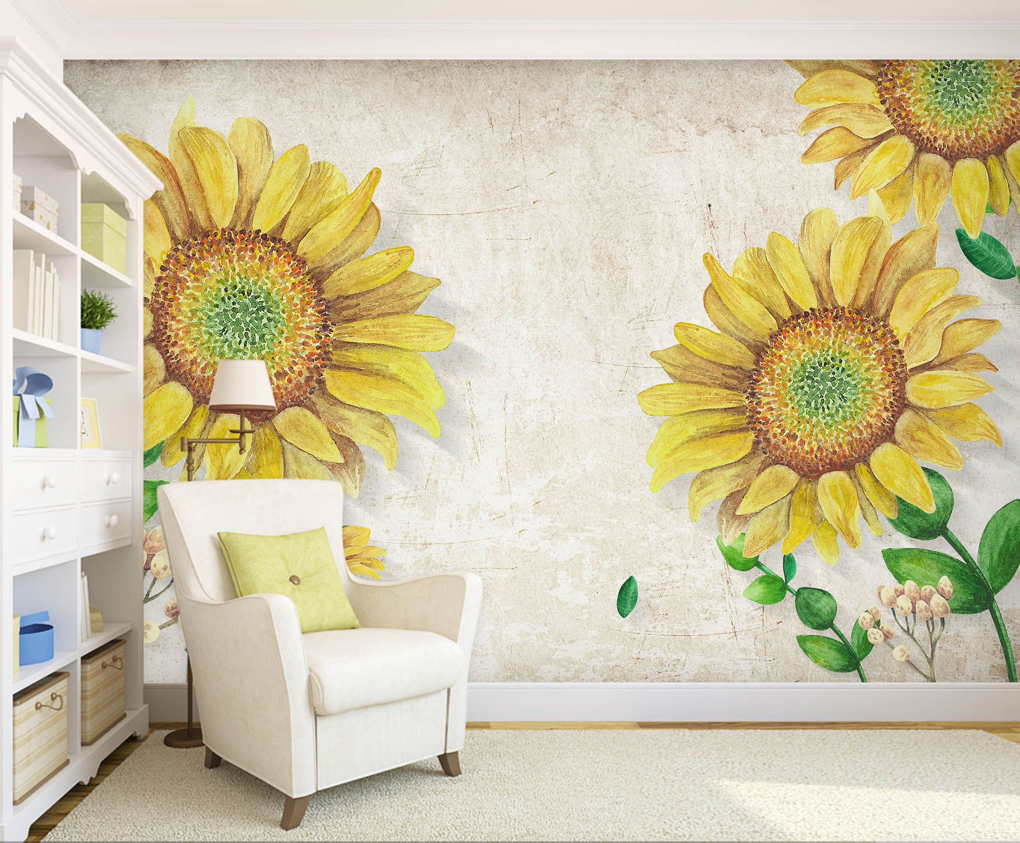 3D Sunflower Painting 1398 Wall Murals