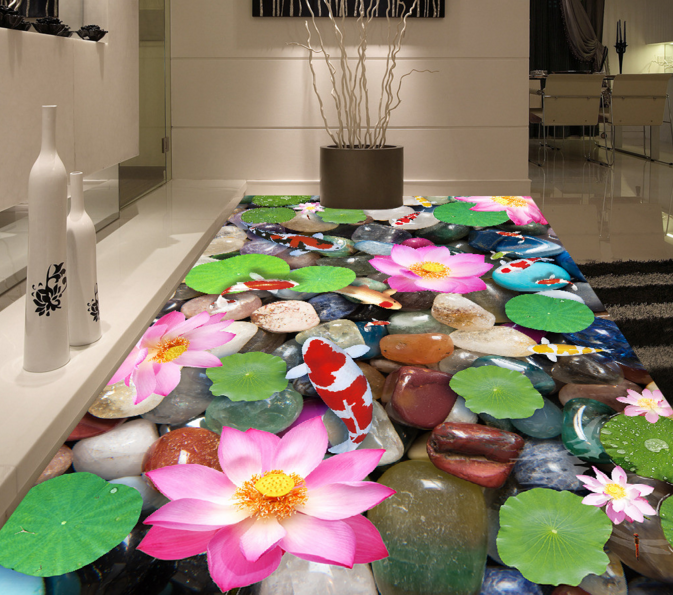3D Lotus Koi 343 Floor Mural  Wallpaper Murals Rug & Mat Print Epoxy waterproof bath floor