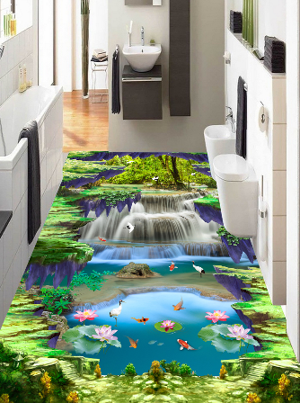 3D Lotus Lake 334 Floor Mural Wallpaper AJ Wallpaper 2 