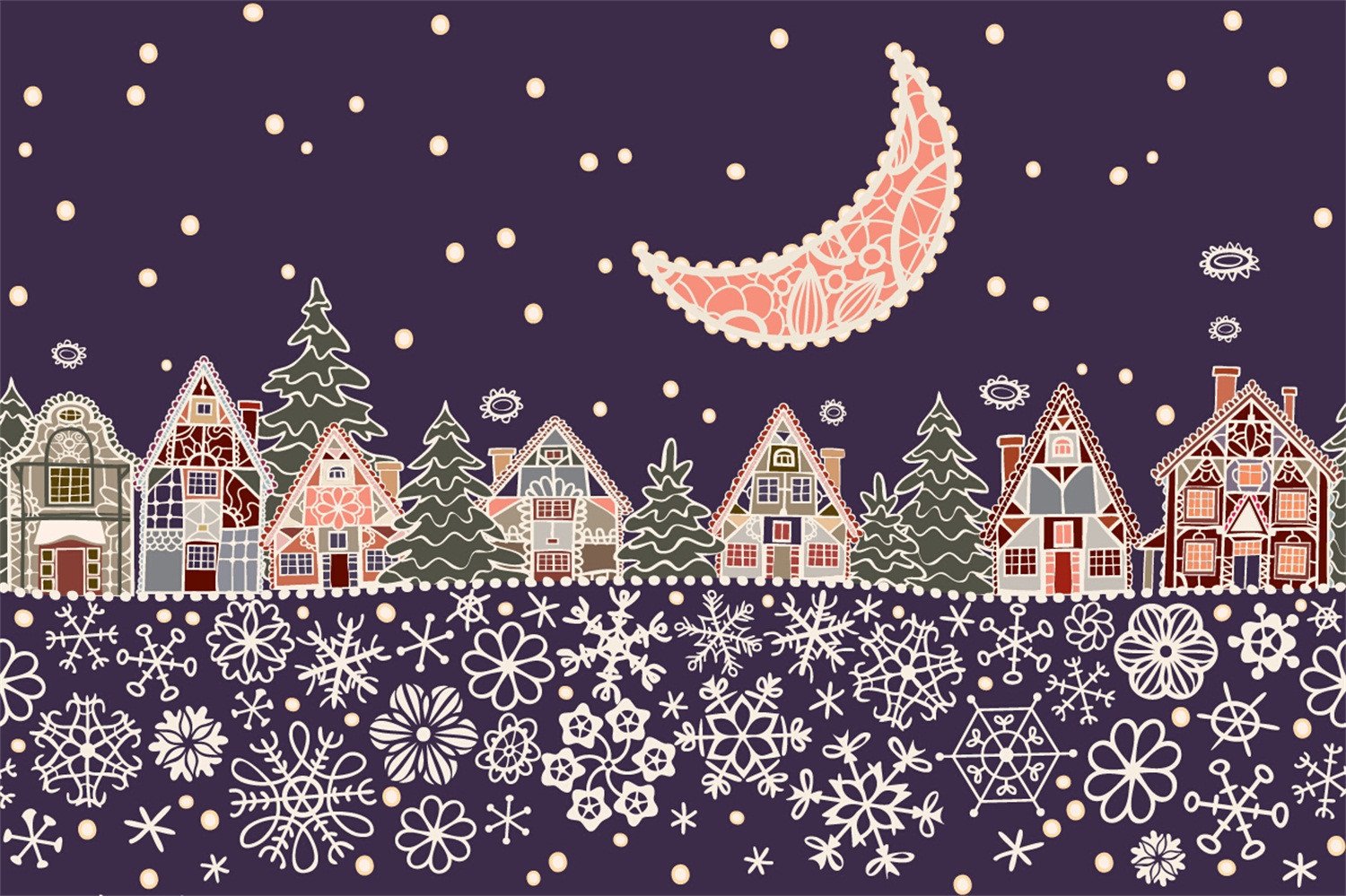 3D Christmas Purple Moon Tree 767 Wallpaper AJ Wallpaper 