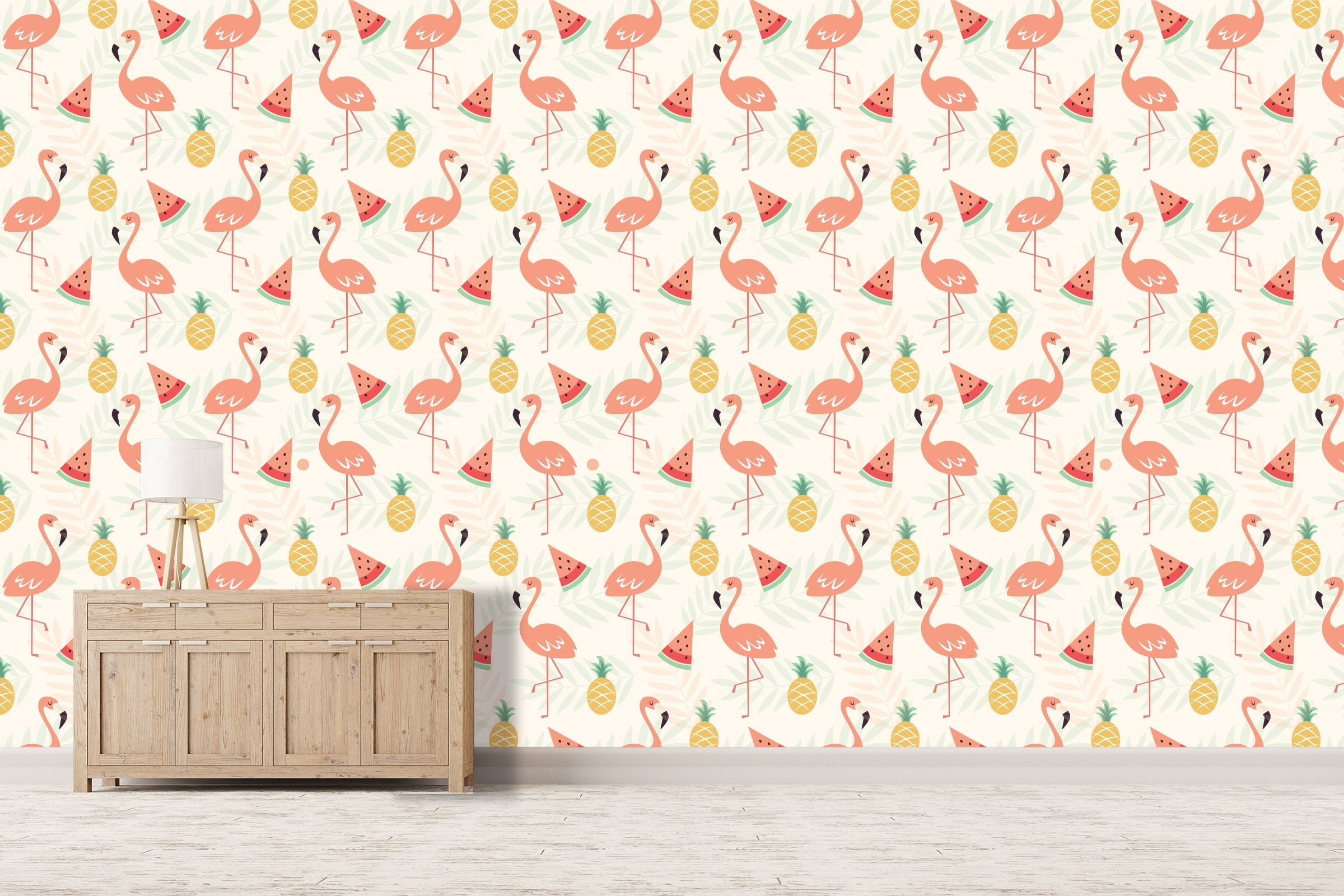 3D Flamingo Pineapple 460 Wallpaper AJ Wallpaper 