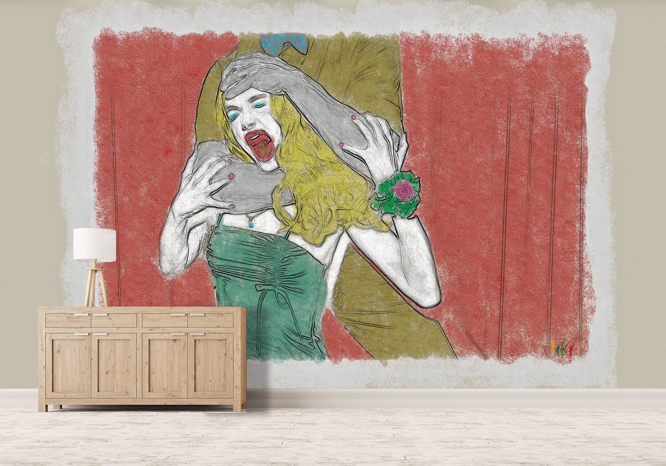 3D Cute Girl 1411 Marco Cavazzana Wall Mural Wall Murals