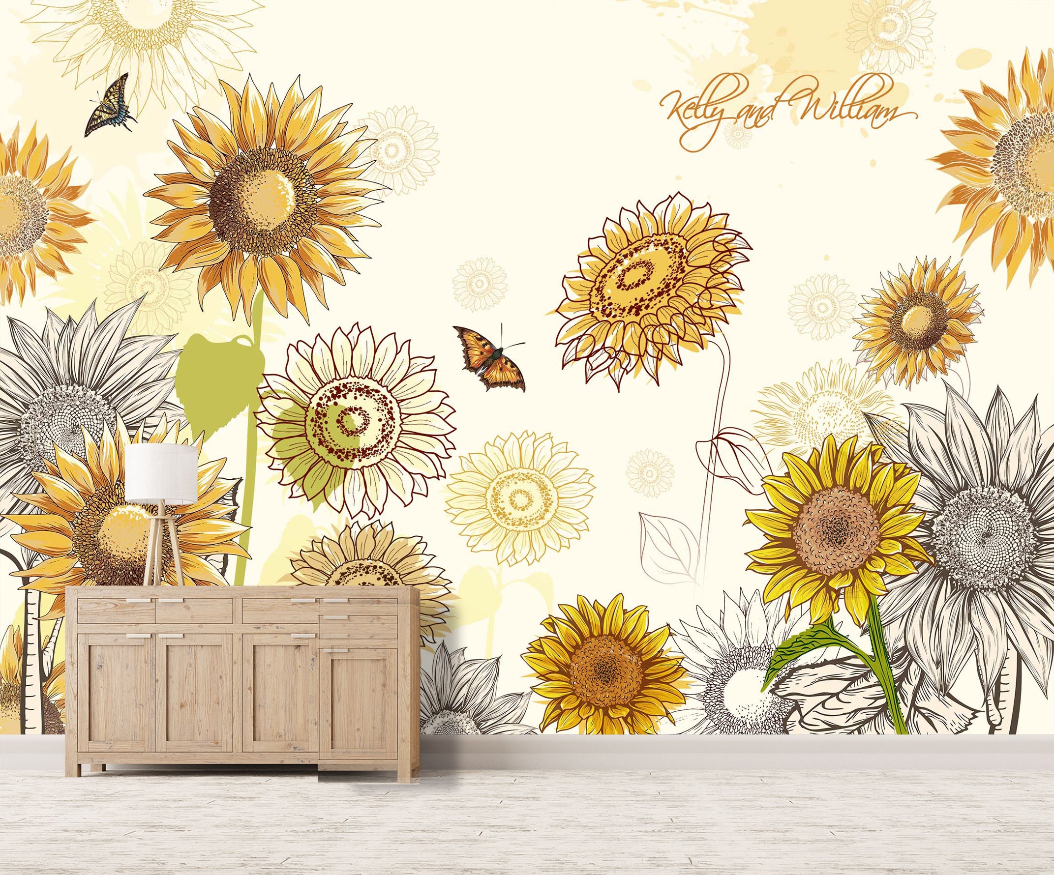 3D Beautiful Sunflower 2043 Wall Murals