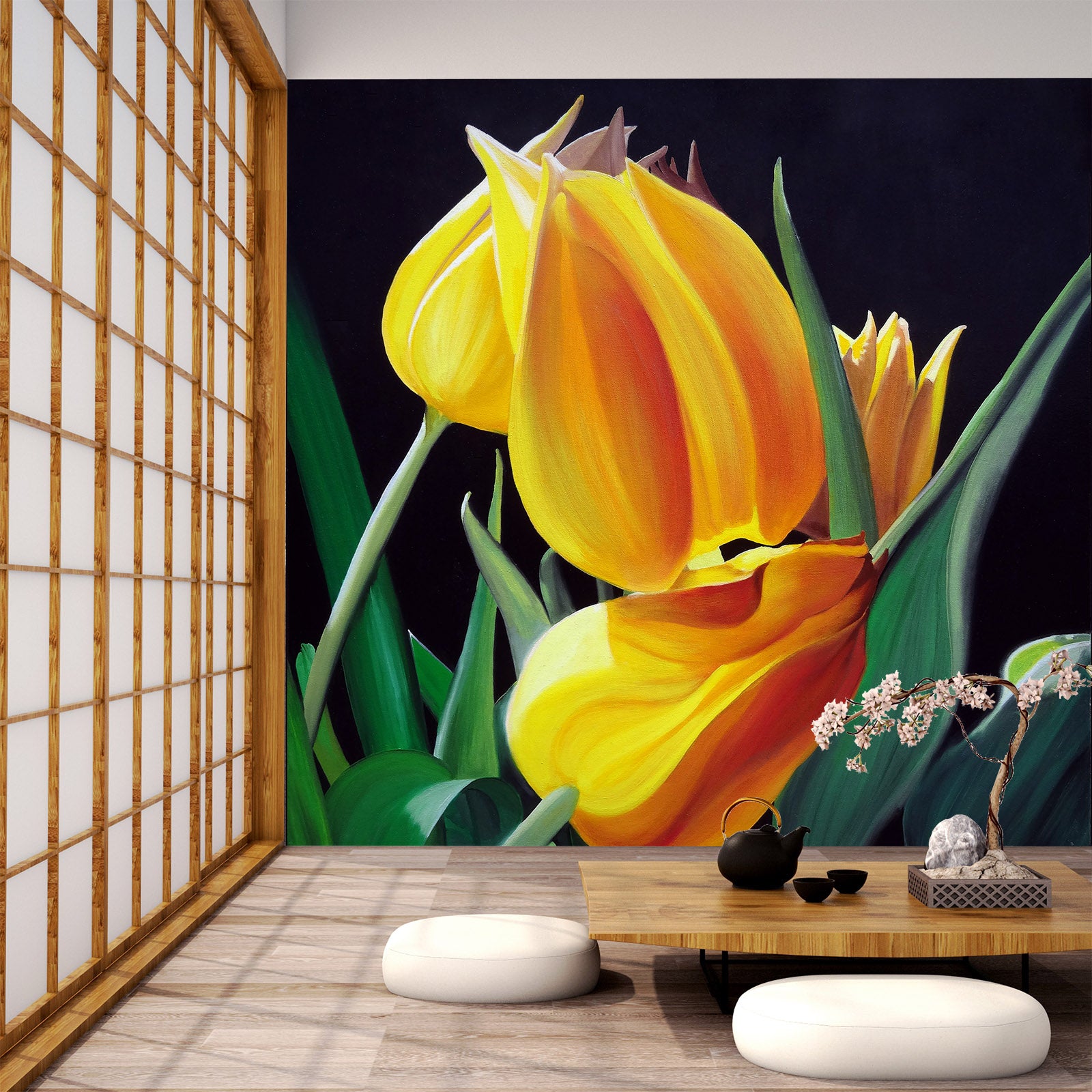 3D Yellow Flowers 11115 Matthew Holden Bates Wall Mural Wall Murals