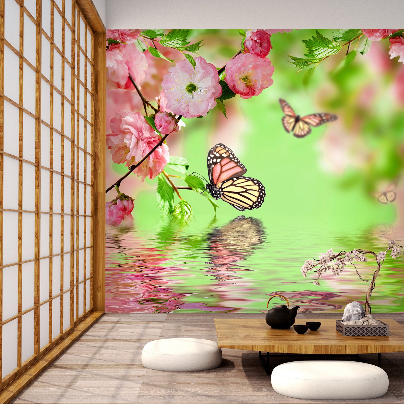 3D Flower Butterfly 390 Wall Murals