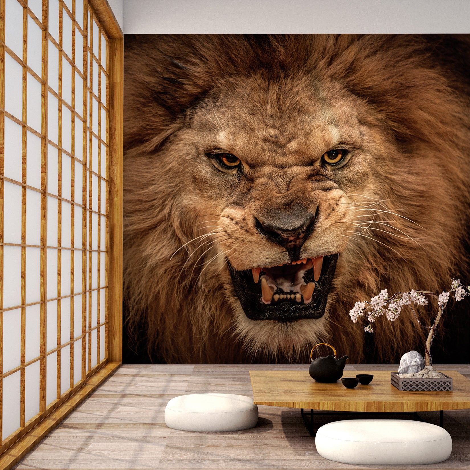 3D Fangs Lion 323 Wall Murals