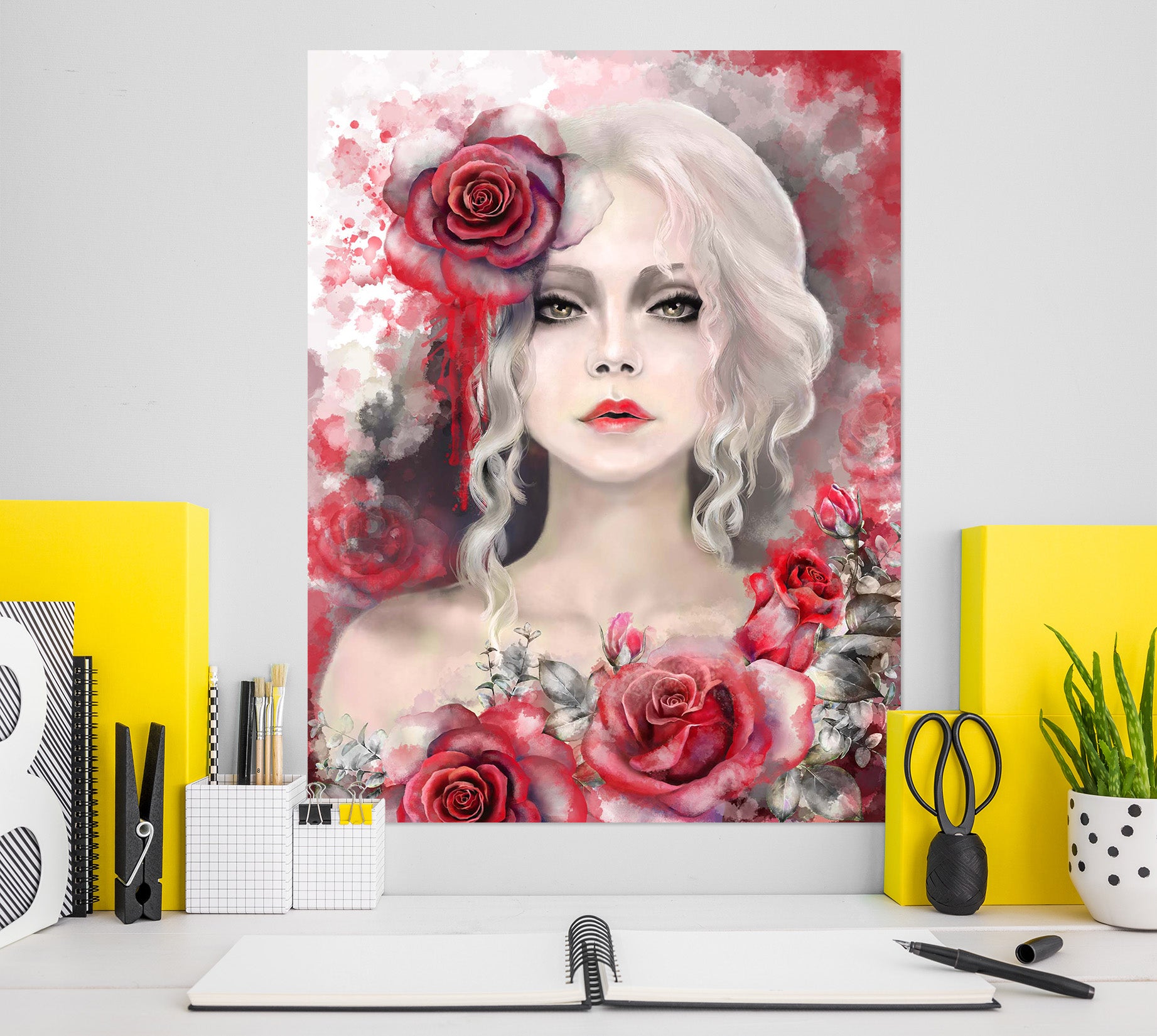 3D Beautiful Rose Woman 1012 Wall Sticker