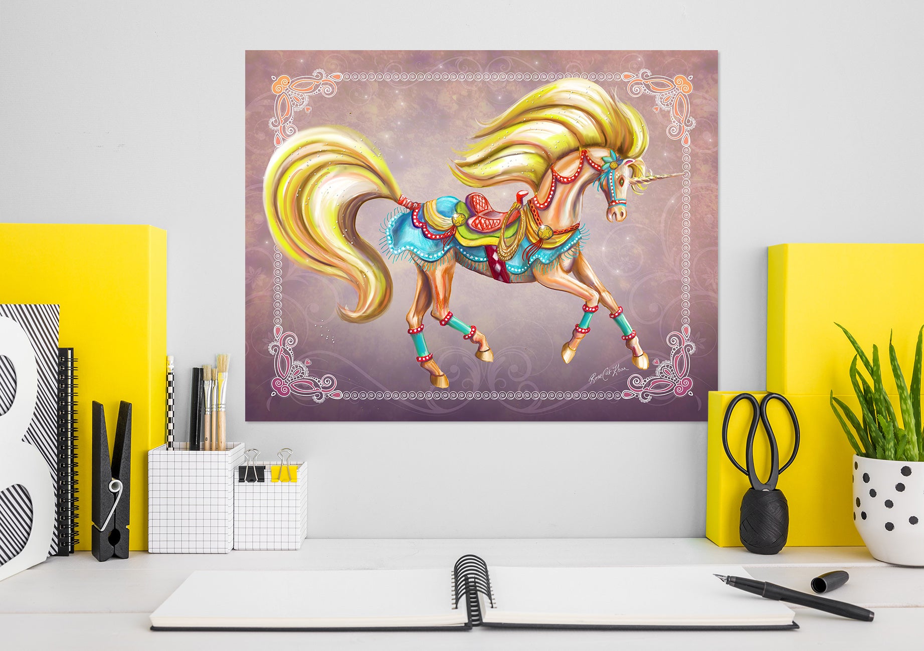 3D Golden Unicorn 206 Rose Catherine Khan Wall Sticker