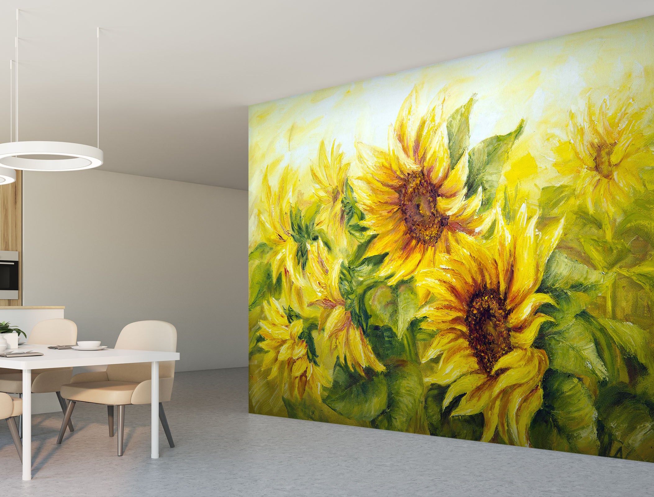 3D Oil Painting Sunflower 151 Wall Murals