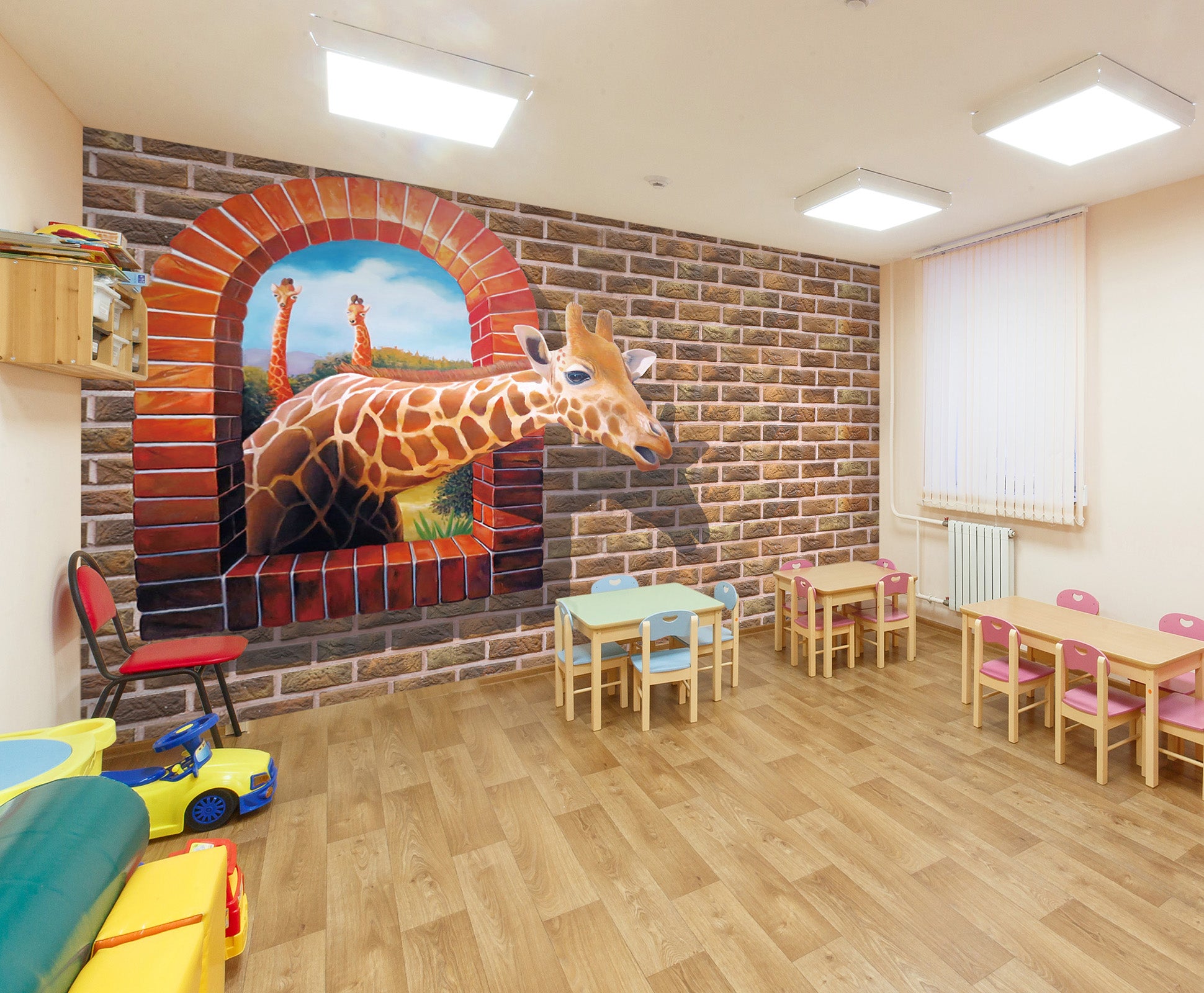 3D Window Giraffe 041 Wall Murals