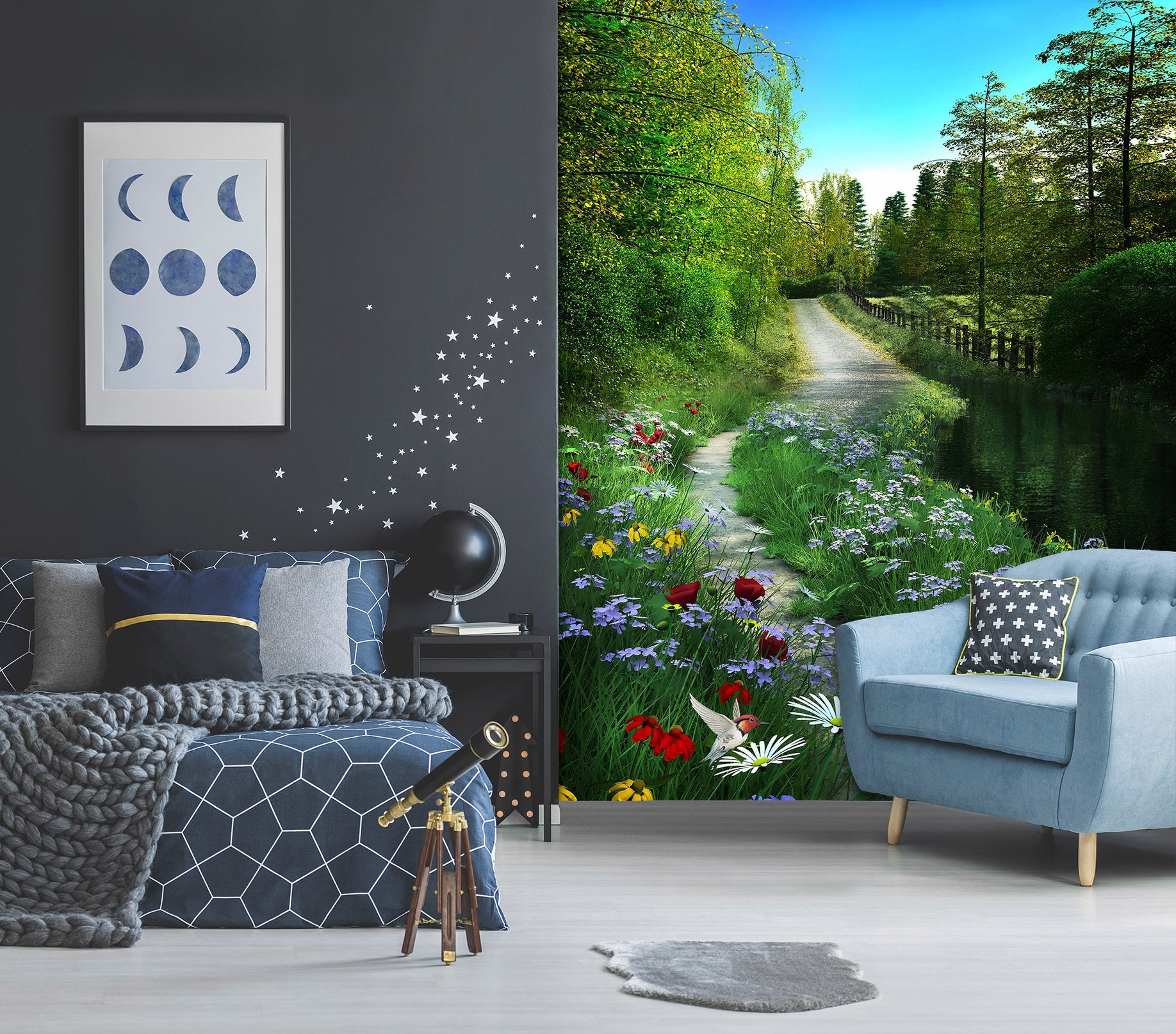 3D Flower Woods 1975 Wall Murals