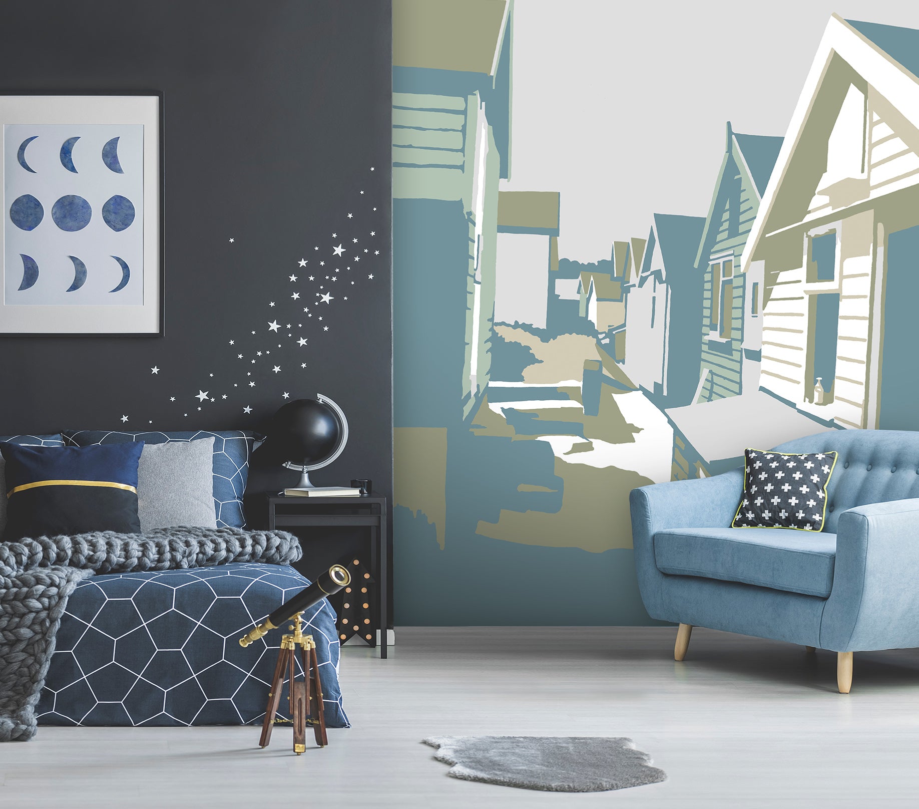 3D Mudeford Beach Huts 1028 Steve Read Wall Mural Wall Murals