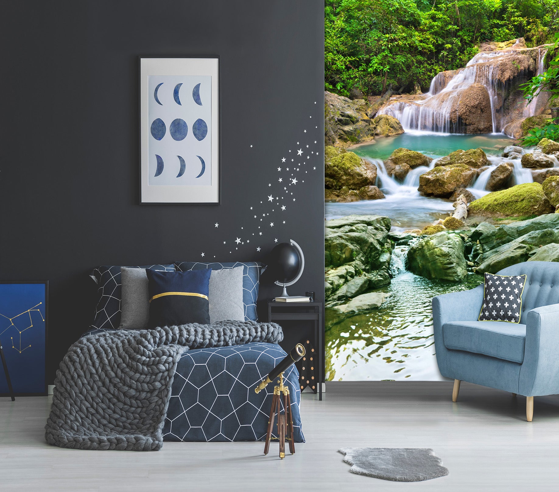 3D Stream Water Stones 1971 Wall Murals