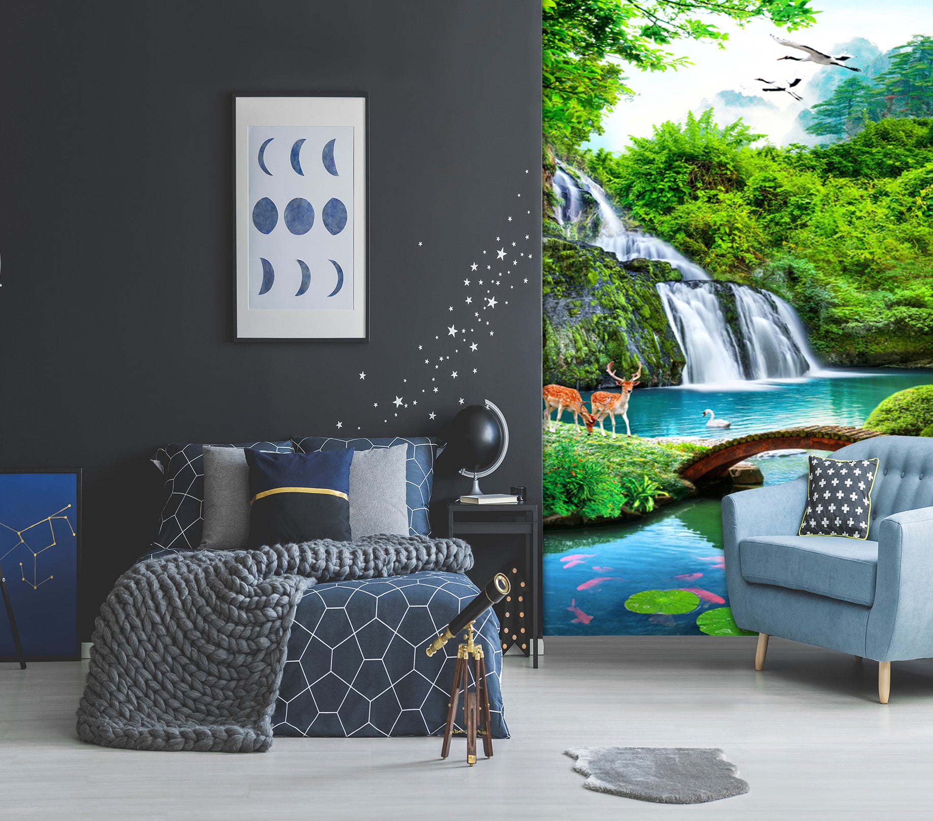 3D Forest Lake 1970 Wall Murals