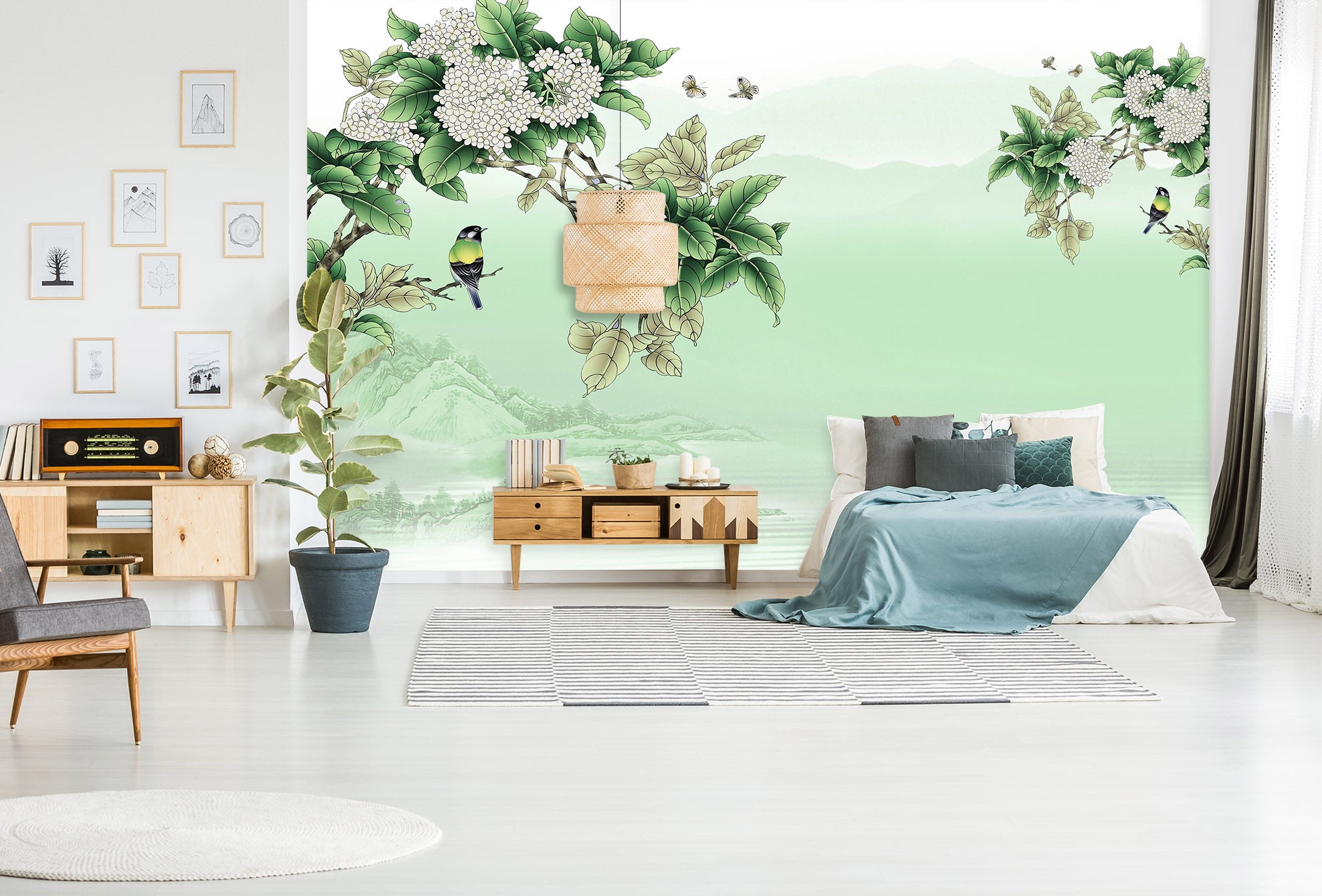 3D Flower Bird 1593 Wall Murals